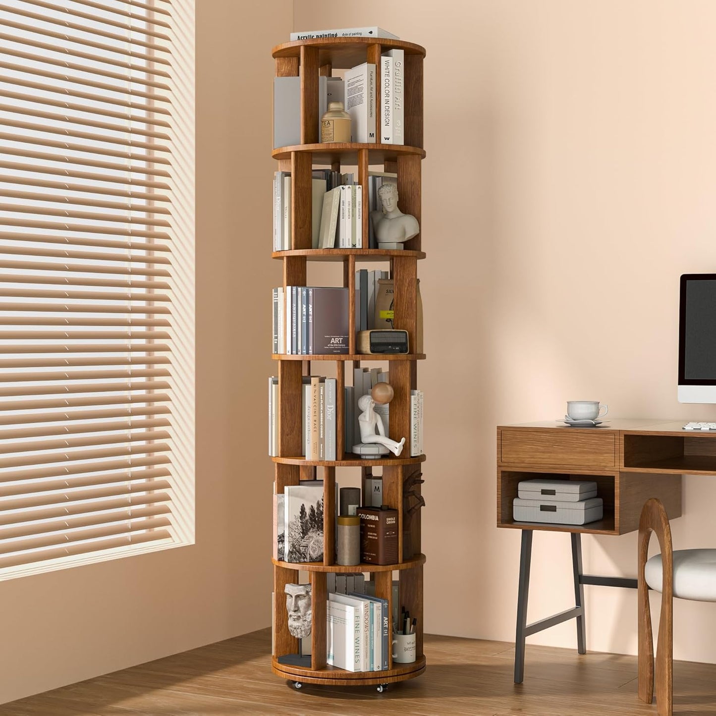 Rotating Corner Bookcase Tower