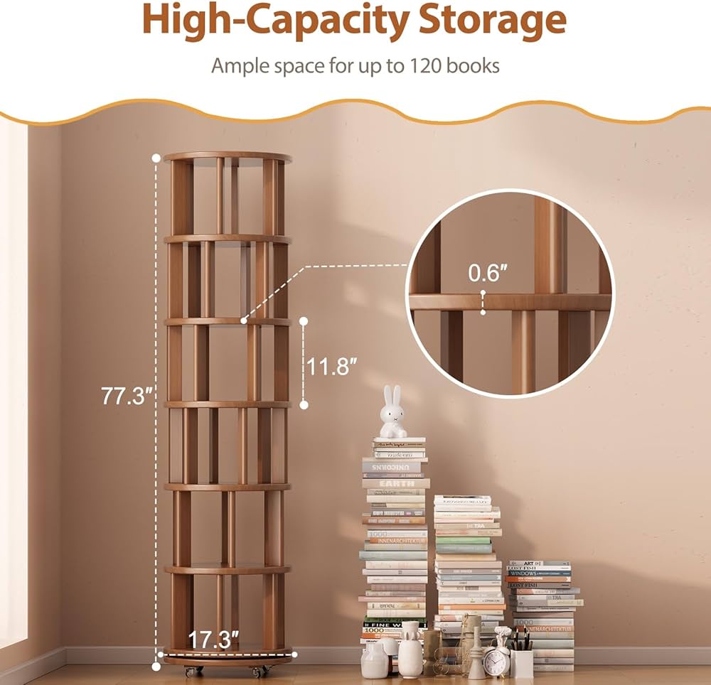 Rotating Corner Bookcase Tower
