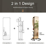Muwuele Full Length Mirror Coat Rack with Wheels