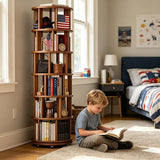 Muwuele 6-Tier Rotating Bookshelf with Wheels
