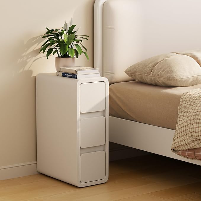AQIMUELE Narrow Bedside Table with Drawers