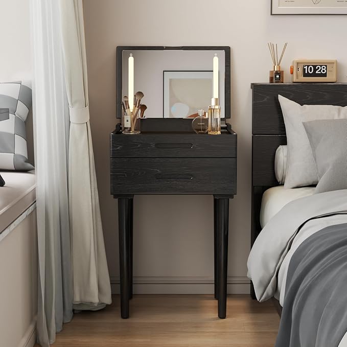 Muwuele Small Vanity Desk with Mirror & Lights