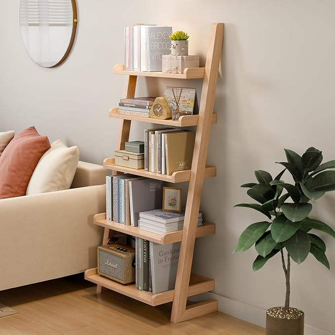 AQIMUELE 5-Tier Wooden Ladder Shelf