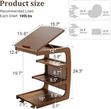 AQIMUELE C-Shaped Rolling Side Table with Wheels