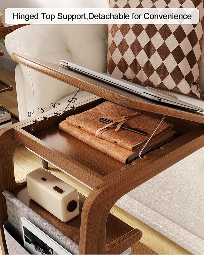 AQIMUELE C-Shaped Rolling Side Table with Wheels