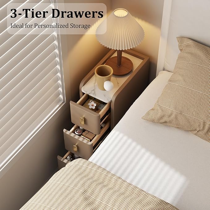 AQIMUELE Narrow Nightstand with Drawers