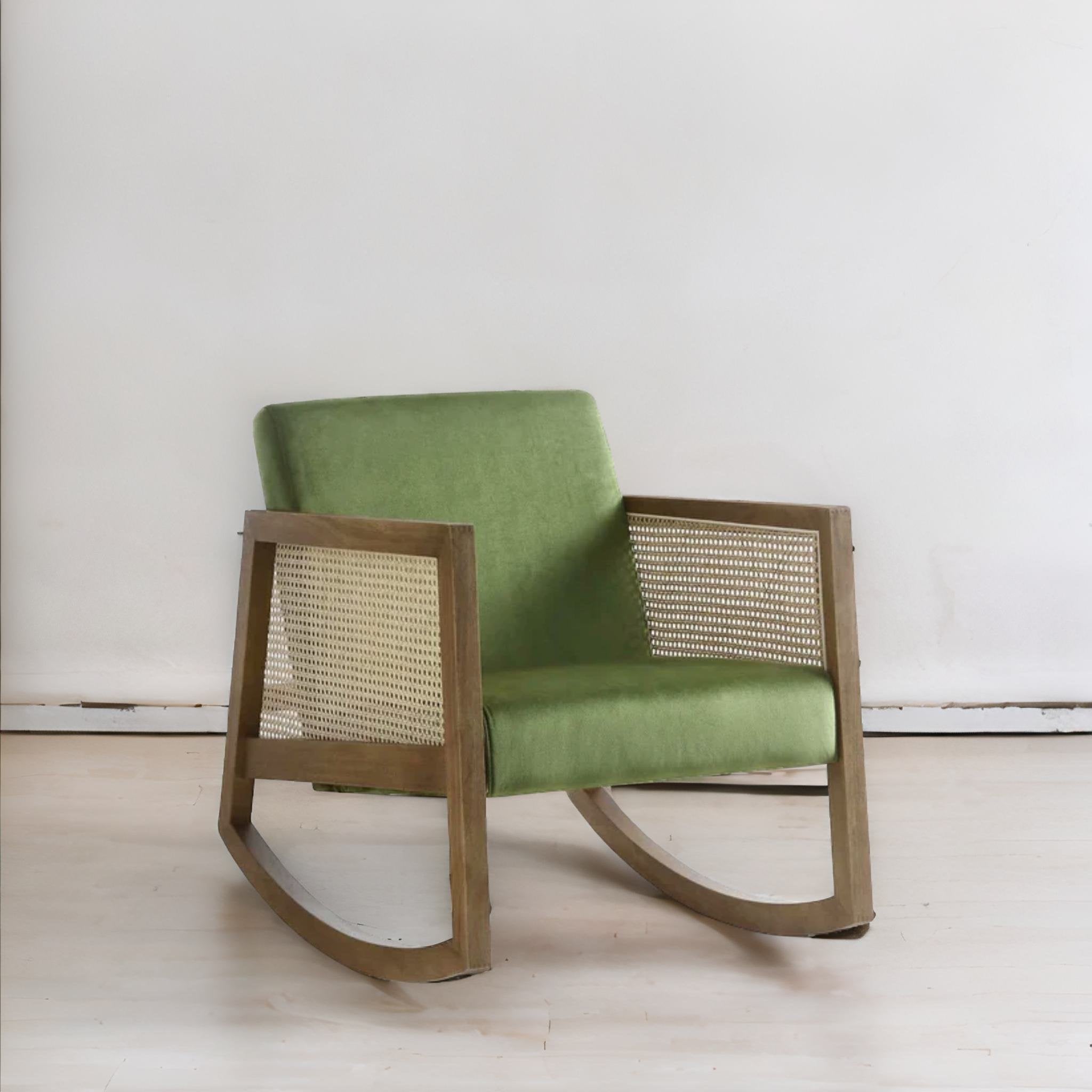 Carindale Solid Wood Rattan Rocking Armchair