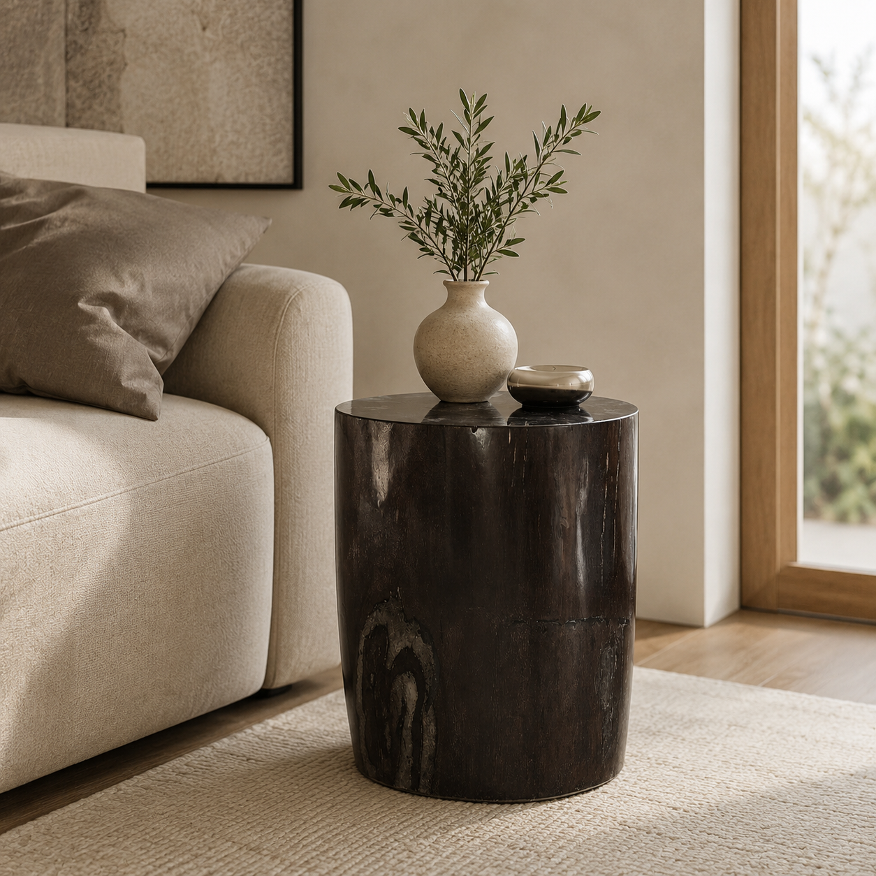 Petrified Wood Stool, Espresso (8"-10")