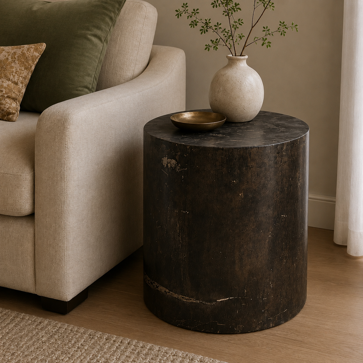 Petrified Wood Stool, Espresso (8"-10")