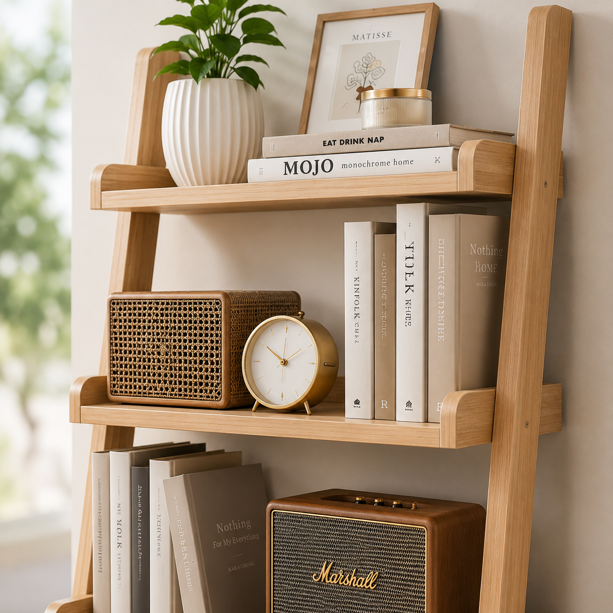 AQIMUELE 5-Tier Wooden Ladder Shelf