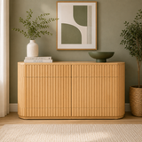Fluted Wood Sideboard Cabinet