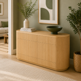 Fluted Wood Sideboard Cabinet