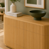 Fluted Wood Sideboard Cabinet