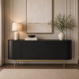 Modern Curved 4-Door Sideboard Cabinet