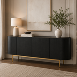 Modern Curved 4-Door Sideboard Cabinet