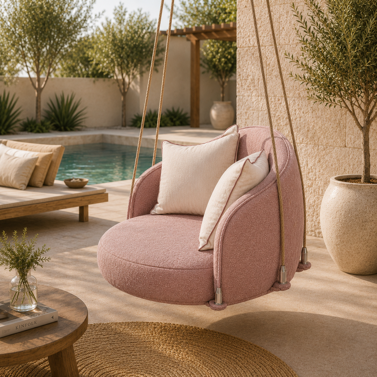 Rosé Luxe Hanging Swing Chair