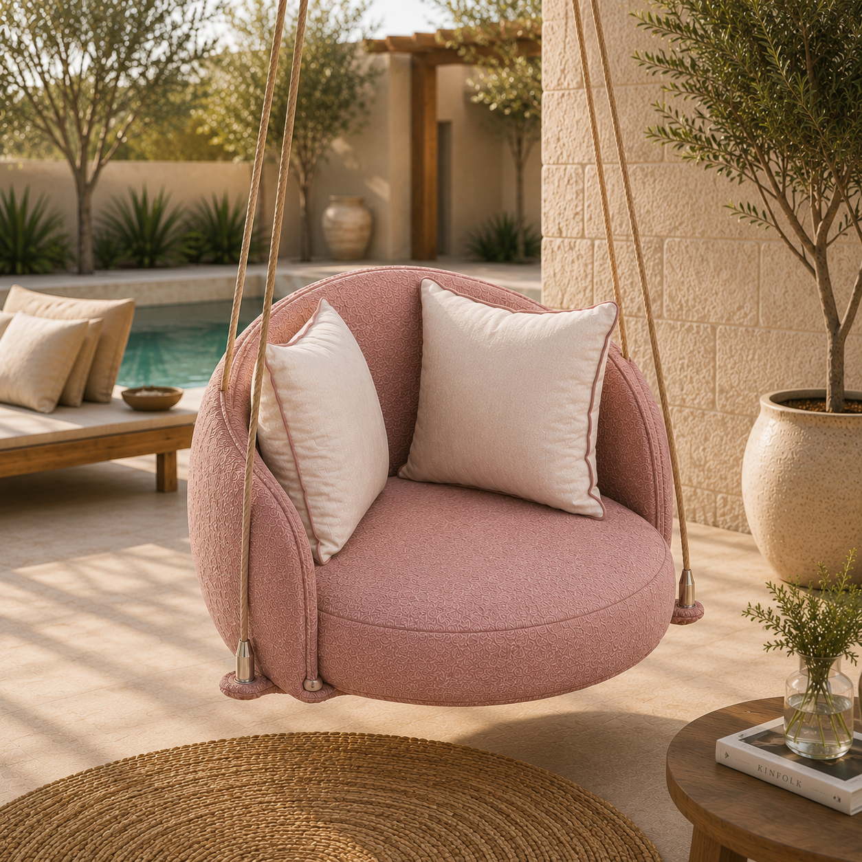 Rosé Luxe Hanging Swing Chair