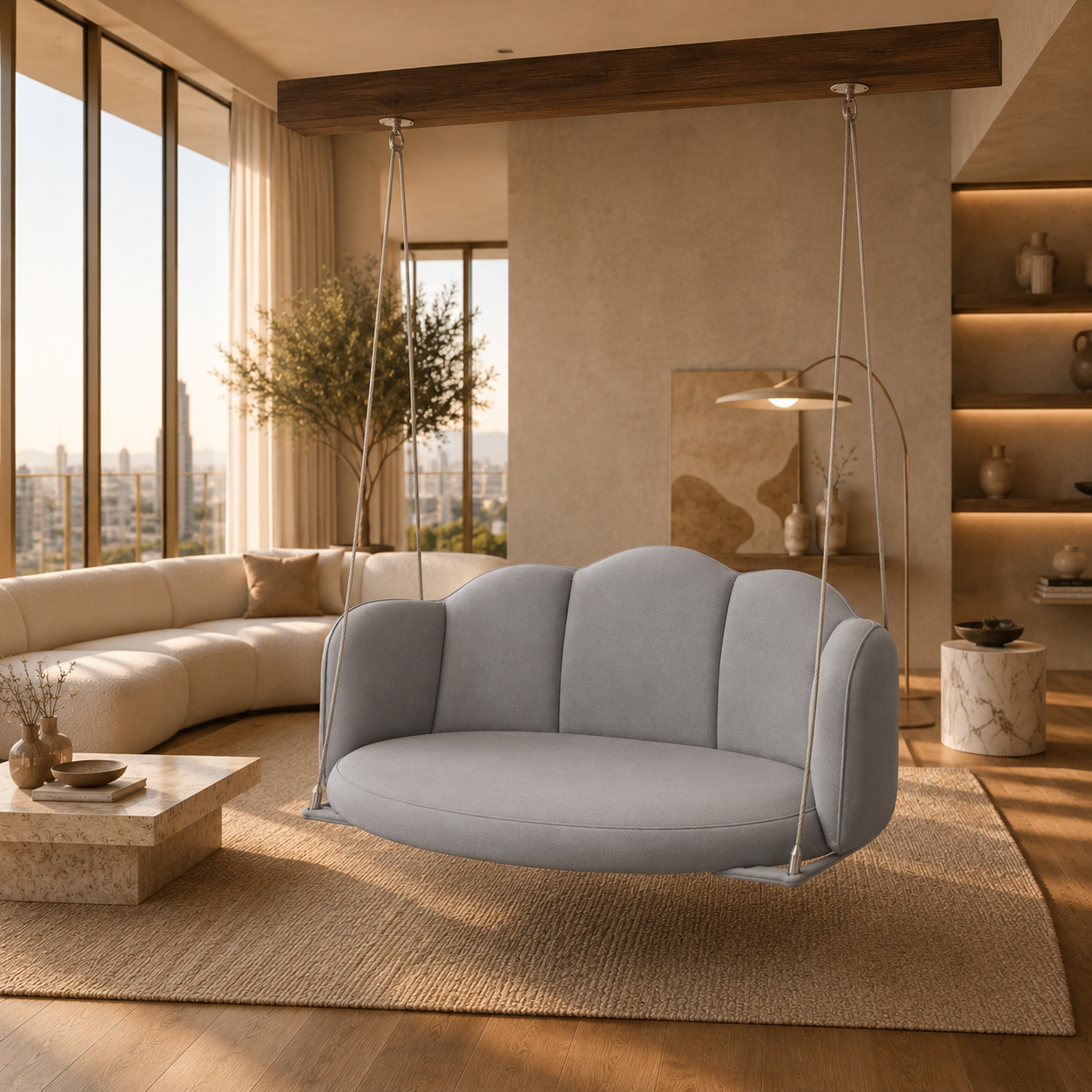 Cloud Curve Hanging Swing Sofa