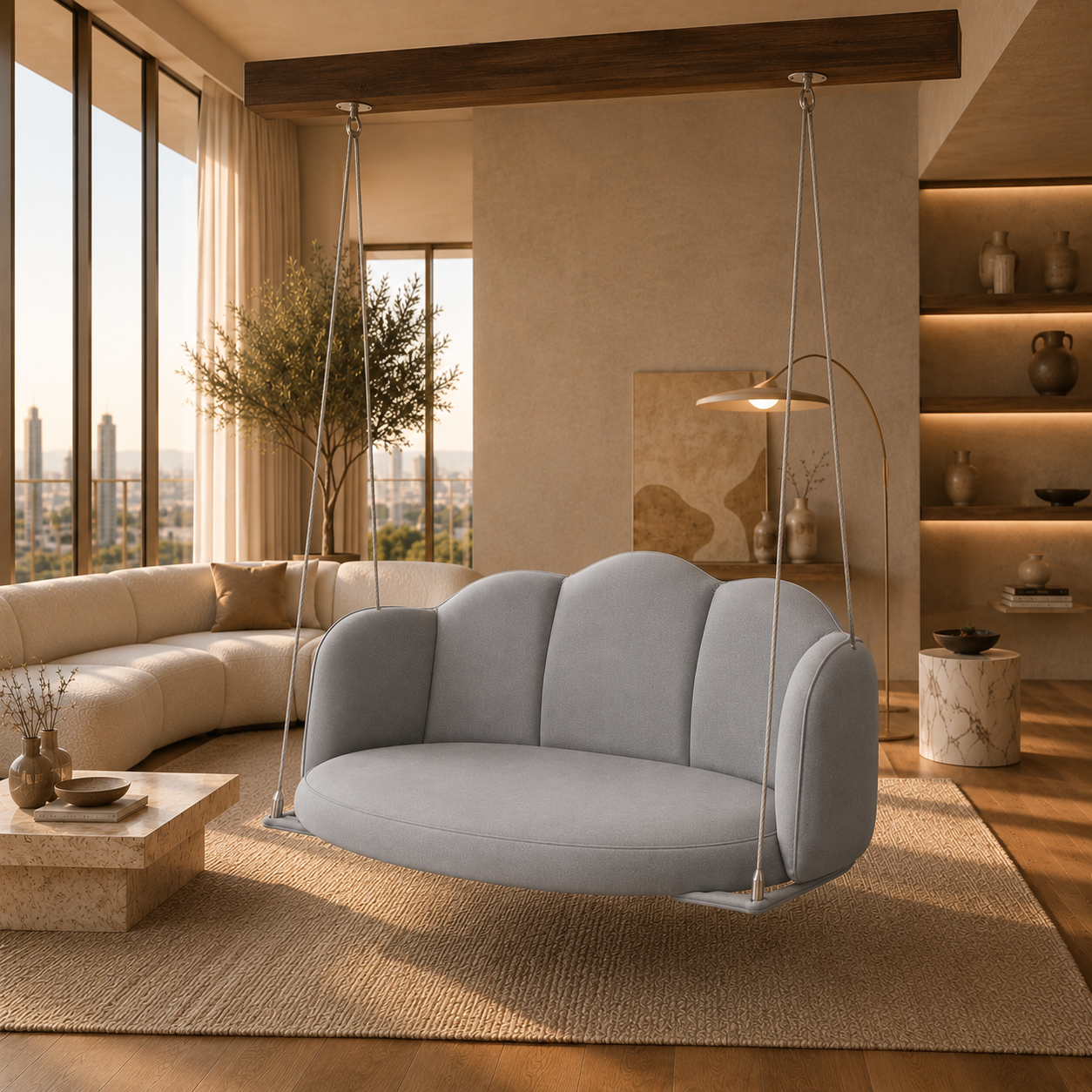 Cloud Curve Hanging Swing Sofa