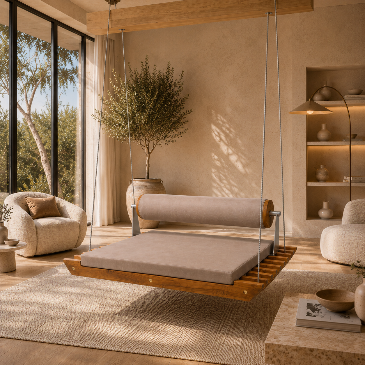 Teak Floating Daybed Swing