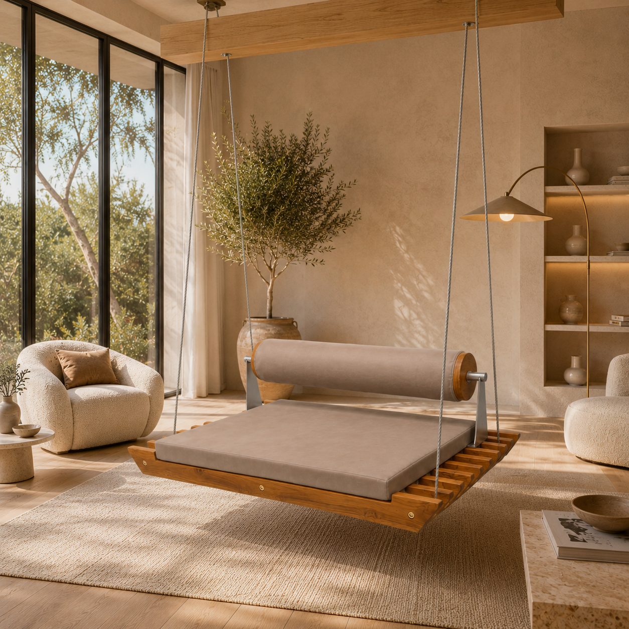 Teak Floating Daybed Swing