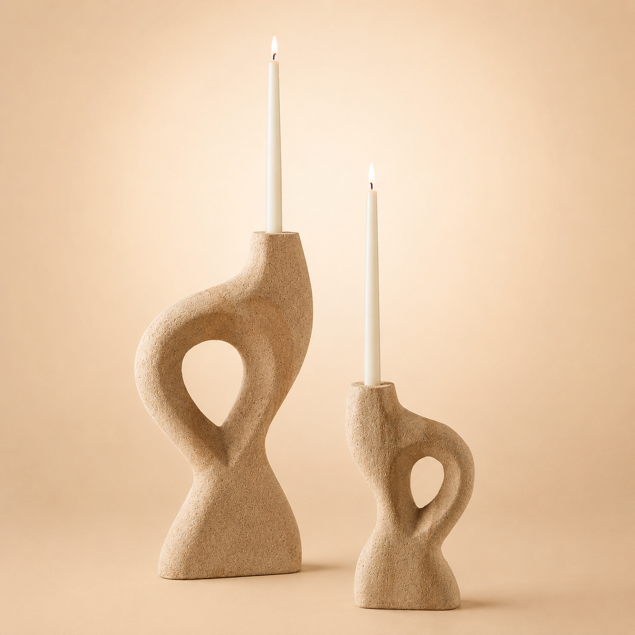 Sculptural Stone Candle Holders