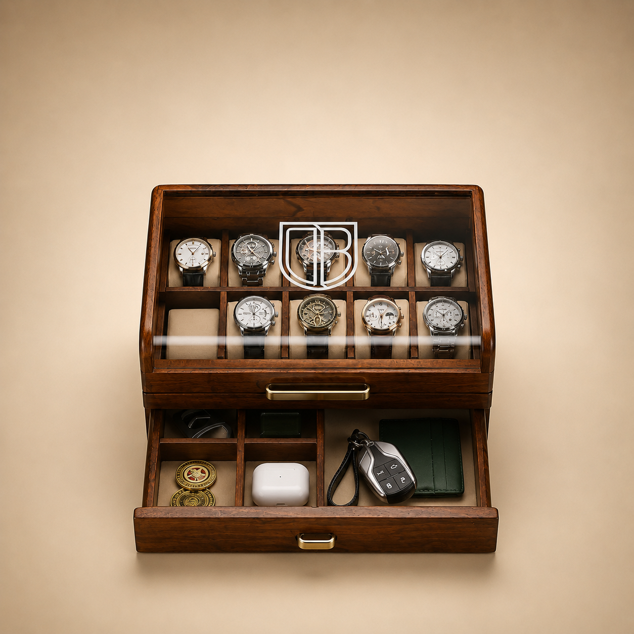 Walnut Watch Display Organizer