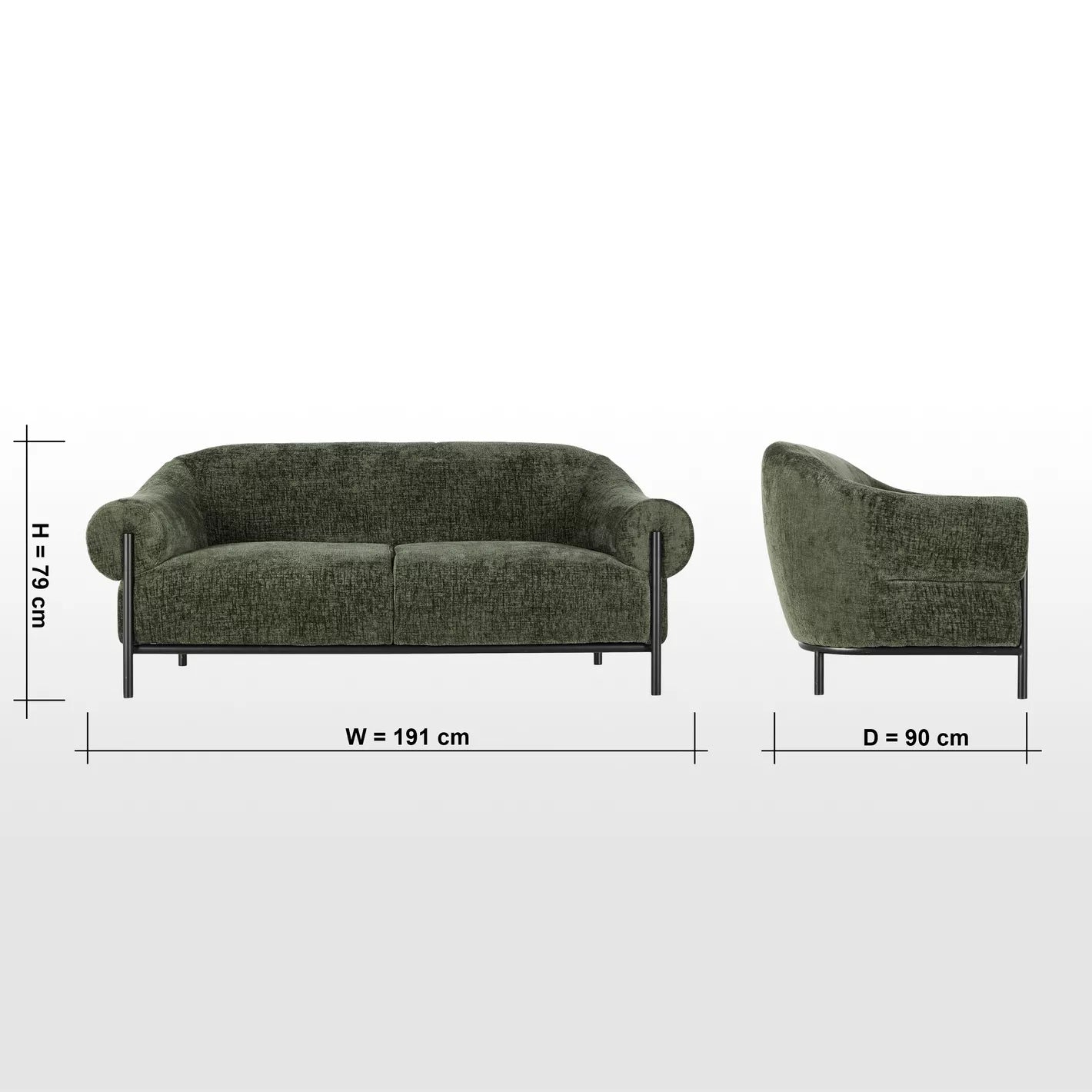 Chelsea velvet fabric 2 Seater Sofa