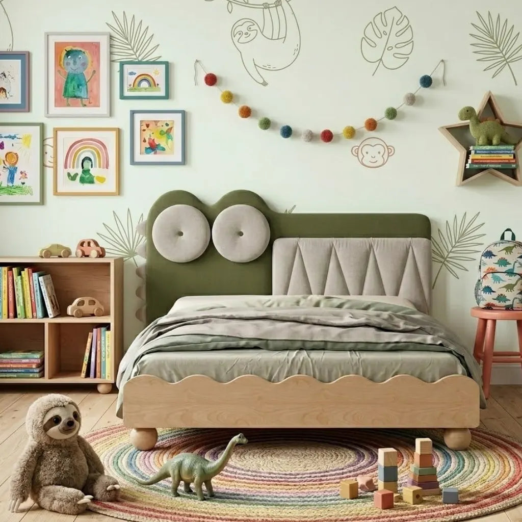 Crocodina Solid Wood Kids Soft Bed