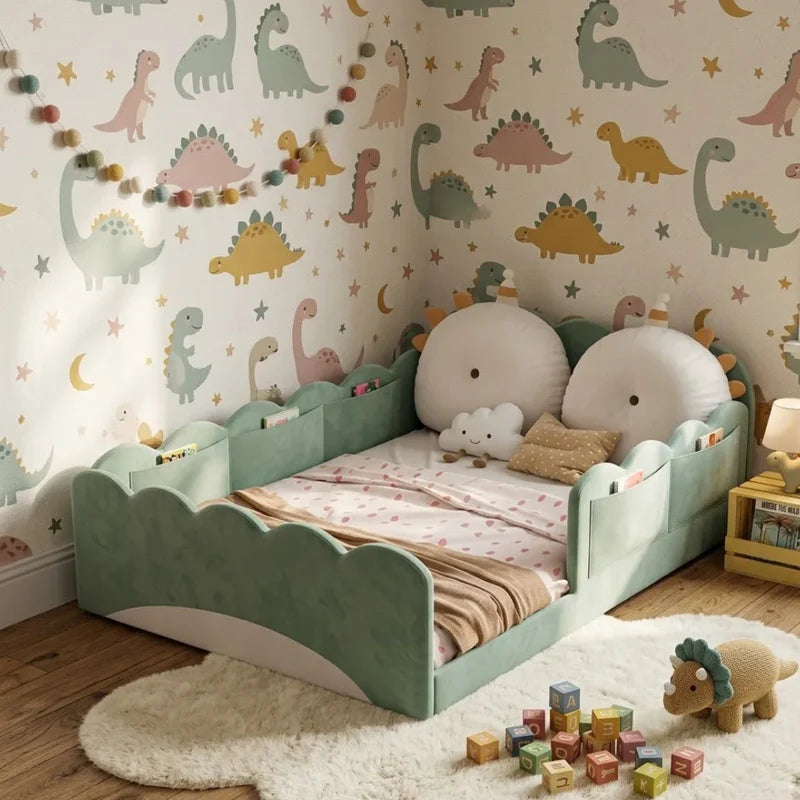 Dino Den Pine Wood Kids Soft Bed