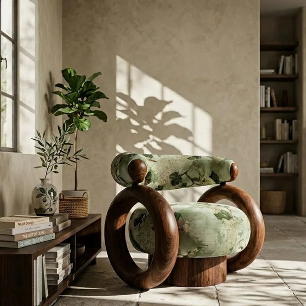 Itaugua Solid Wood & Velvet Accent Chair