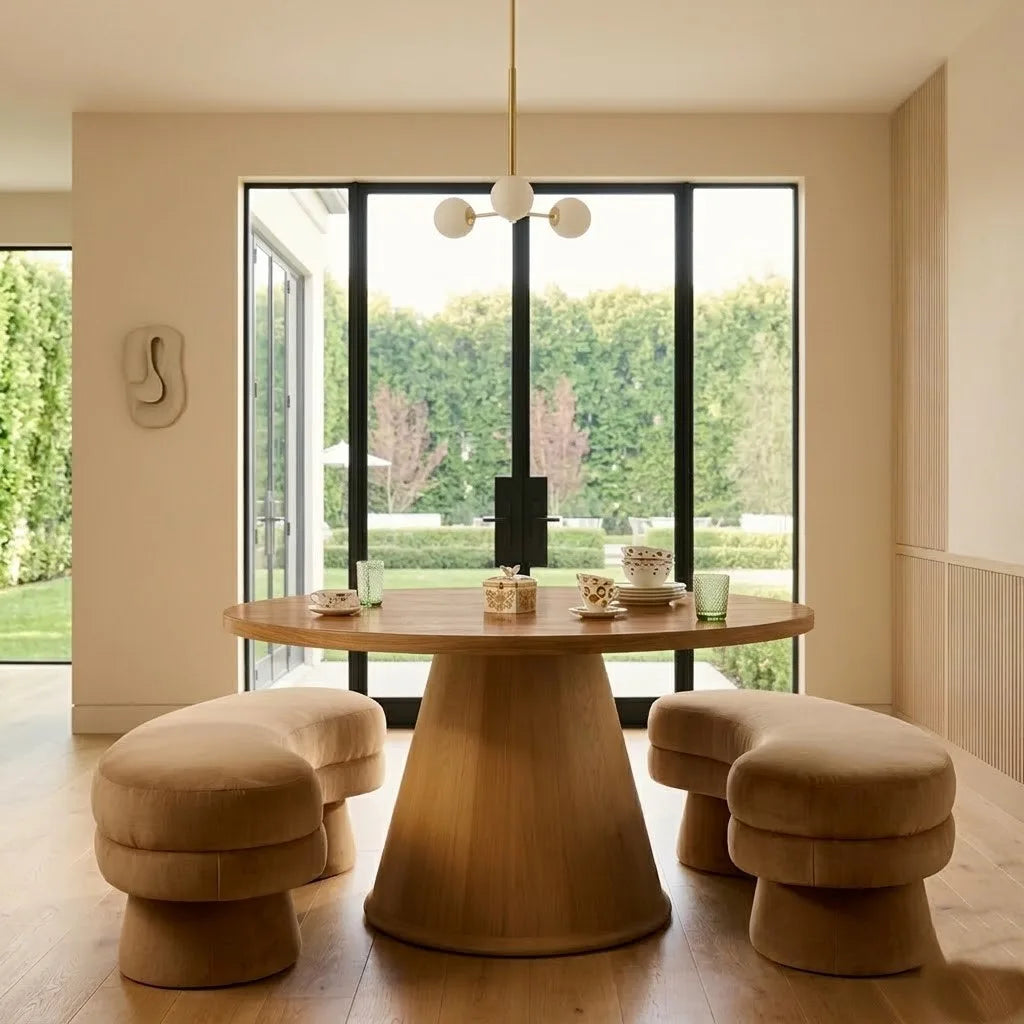 Kafiristan Solid Wood Round Dining Table Set- All Sizes