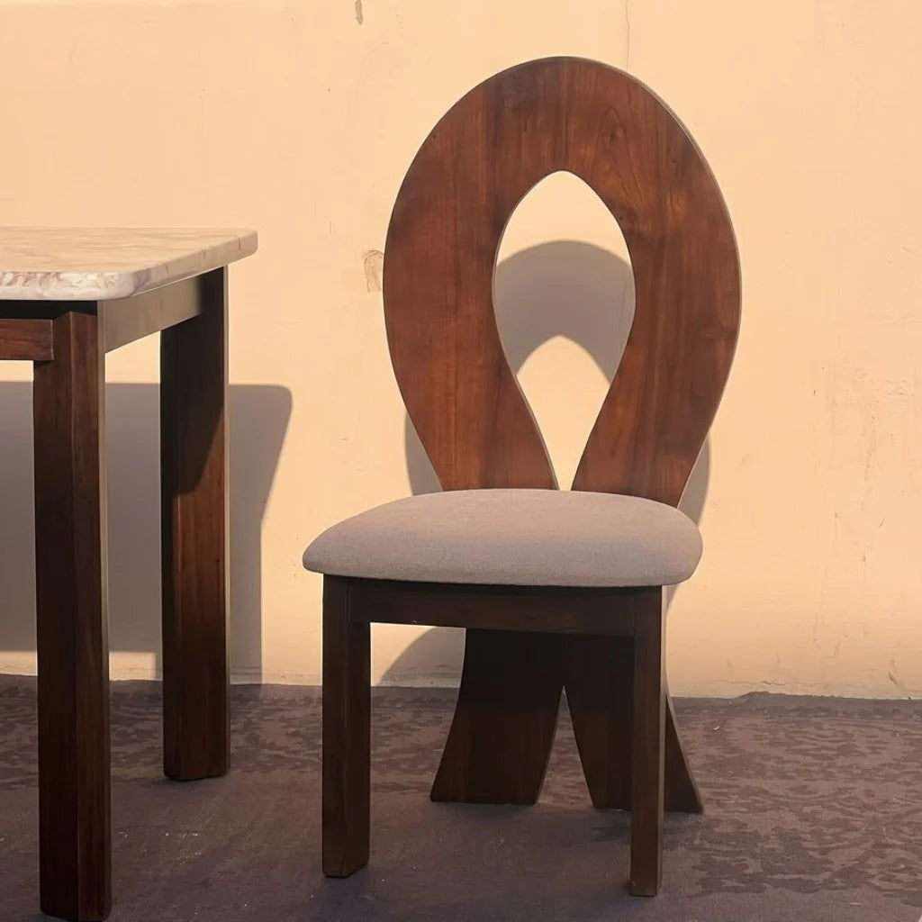 Londrina Solid Wood And Marble Dining Table Set