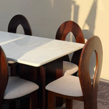 Londrina Solid Wood And Marble Dining Table Set