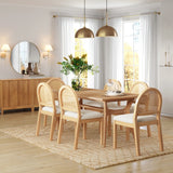 Mariko Rattan Solid Wood Dining Table Set