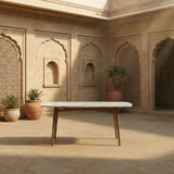 Melicia Teak Wood Dining Table Set Rope Chairs