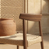 Melicia Teak Wood Dining Table Set Rope Chairs