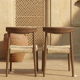 Melicia Teak Wood Dining Table Set Rope Chairs