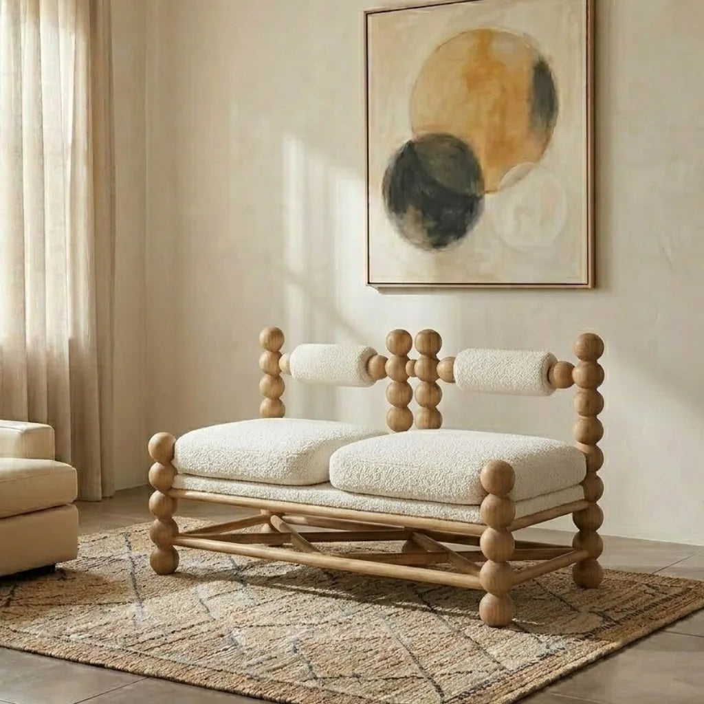 Mello Curve Solid Wood 2 Seater Sofa