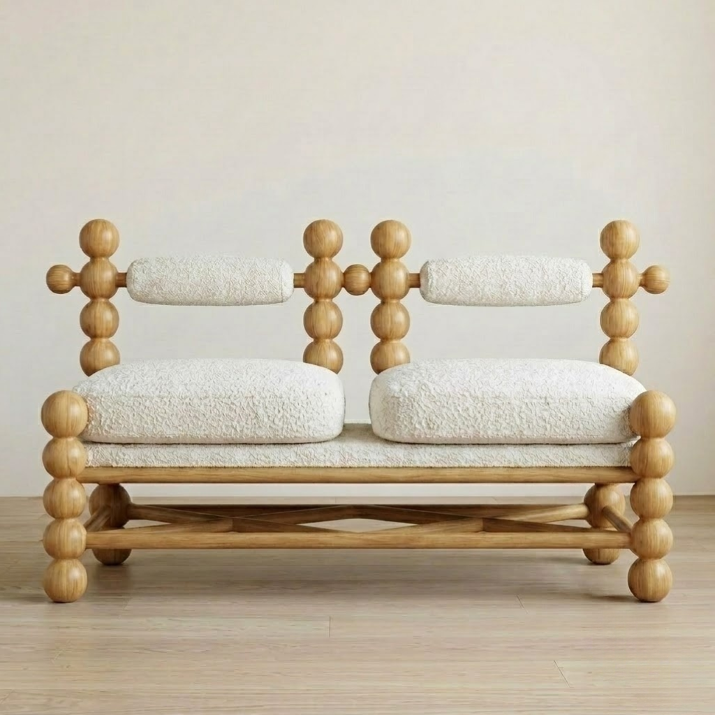 Mello Curve Solid Wood 2 Seater Sofa