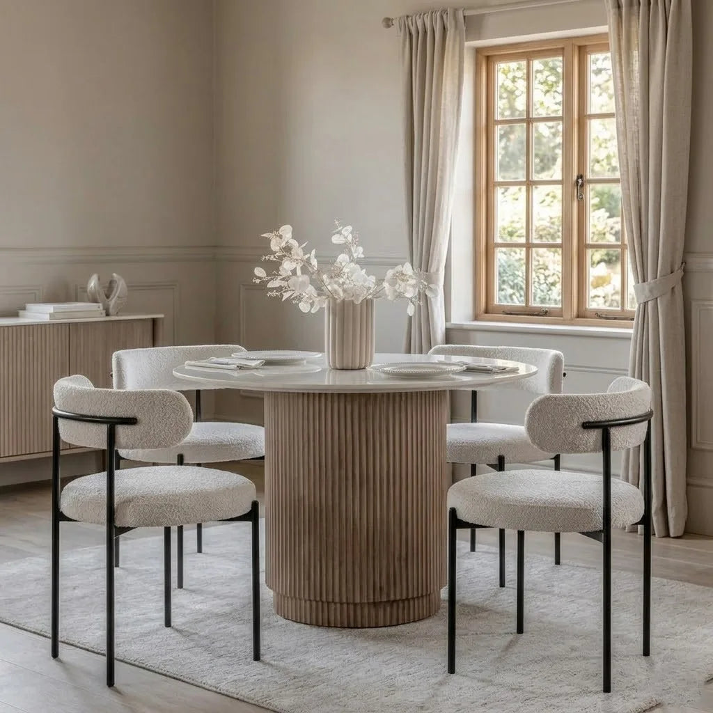 Naiyma Round Marble Top Dining Table - All Sizes