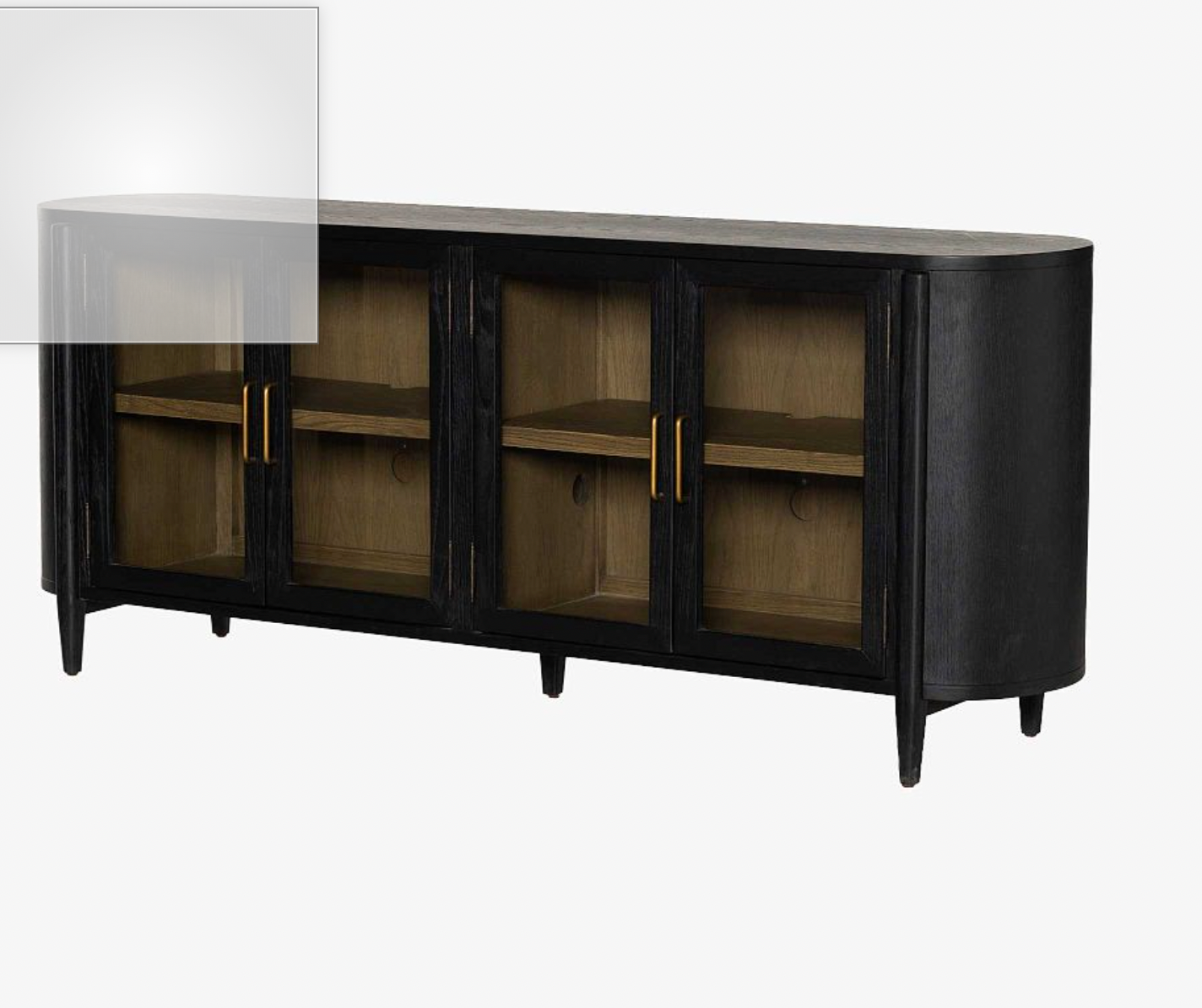 Modern Black Wooden Glass Door Sideboard Cabinet