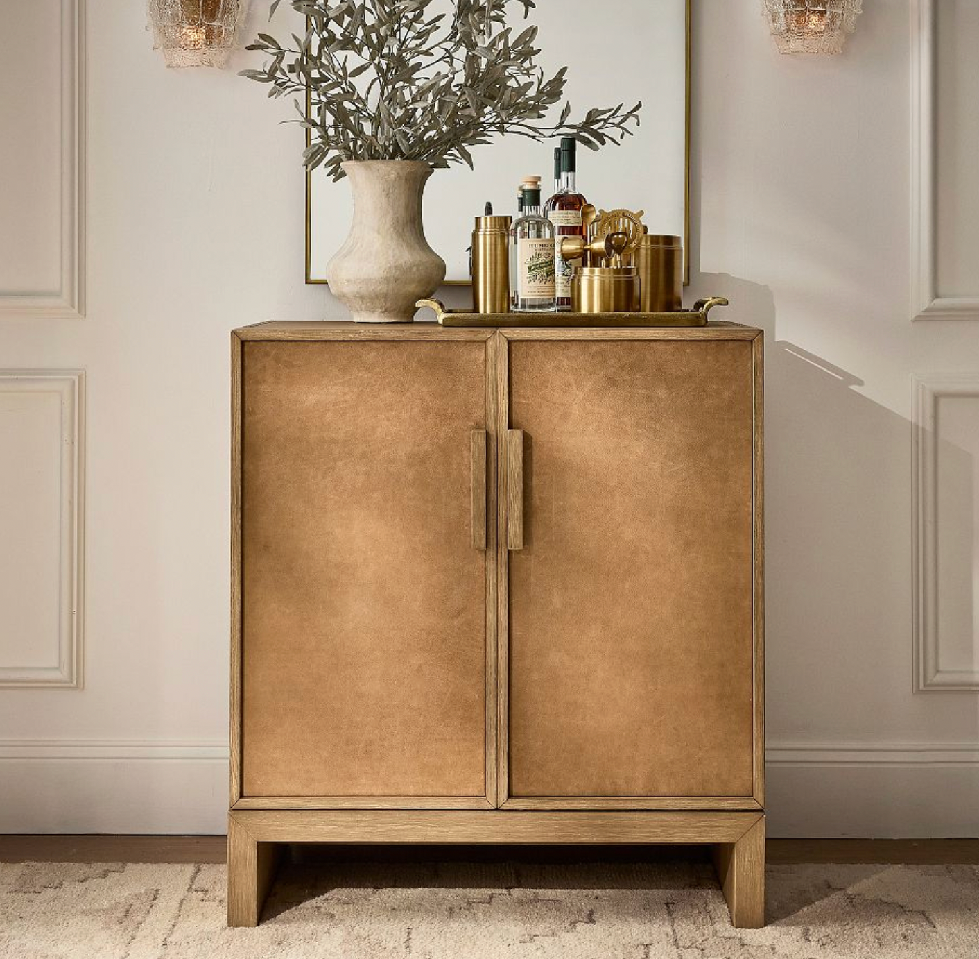 Modern Wooden Bar Cabinet with bottle Storage