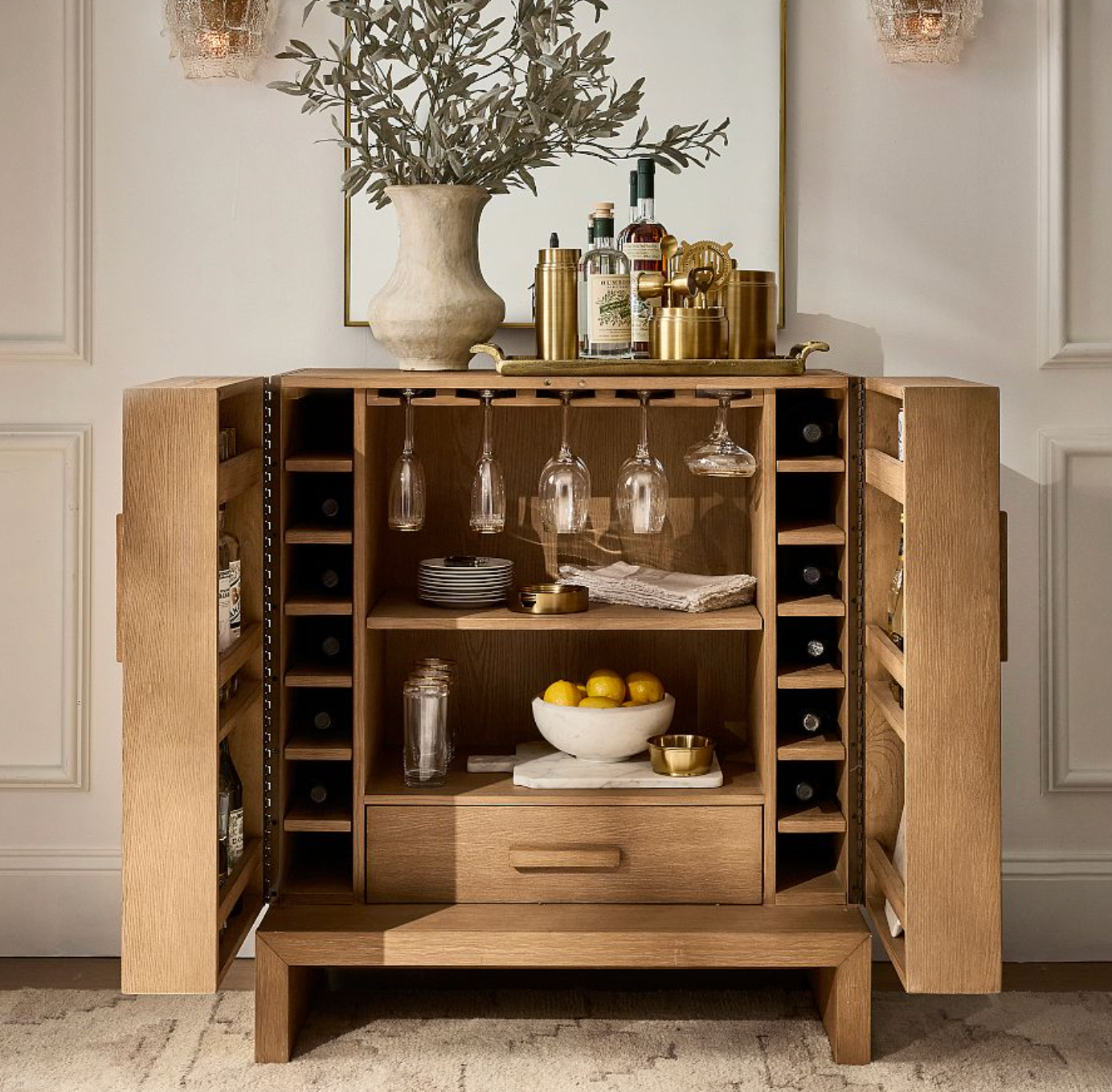Modern Wooden Bar Cabinet with bottle Storage