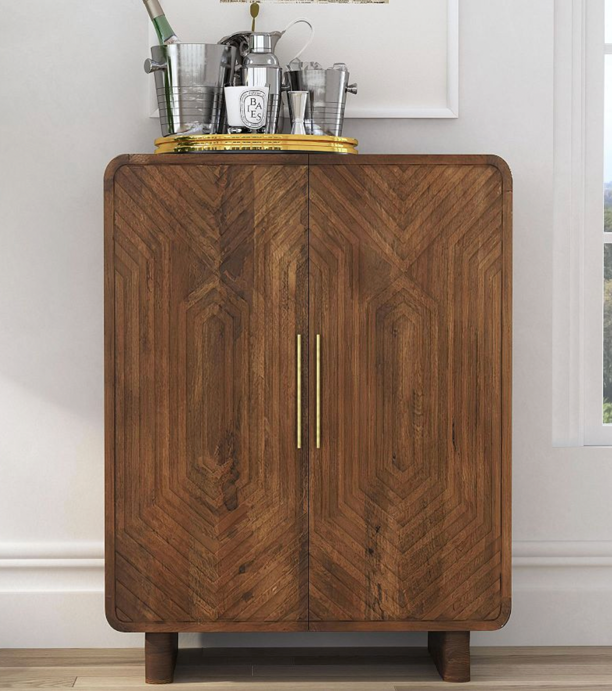 Carved Wooden Bar Cabinet