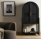 Black Arched Wooden Storage Cabinet