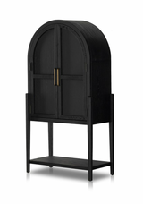 Black Arched Wooden Storage Cabinet