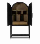 Black Arched Wooden Storage Cabinet