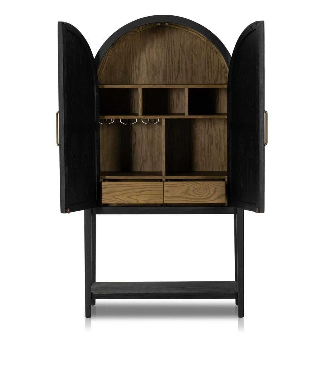 Black Arched Wooden Storage Cabinet