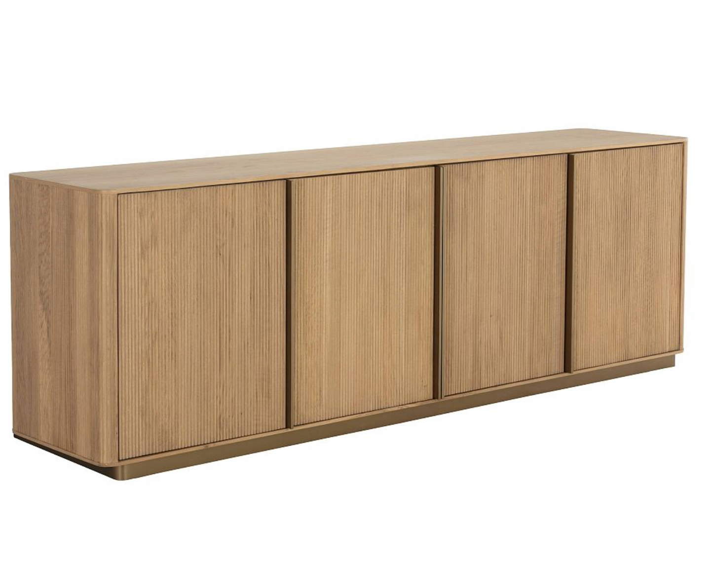 Natural Wood Fluted Sideboard Cabinet
